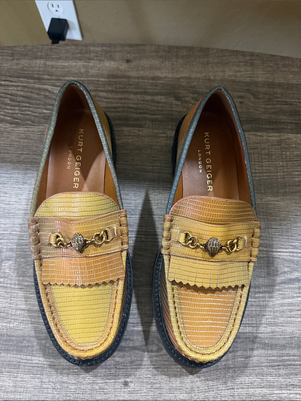 Kurt Geiger Men's Yellow Gold Leather Loafers